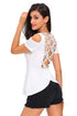 Sexy White Crochet Back Cold Shoulder Top